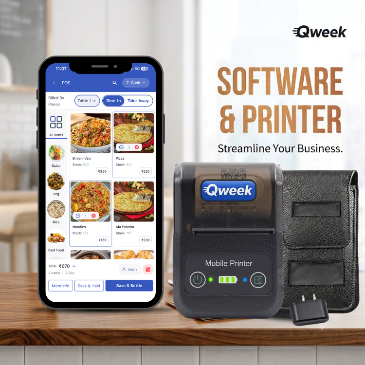 Qweek 58mm Thermal Billing Machine + Software