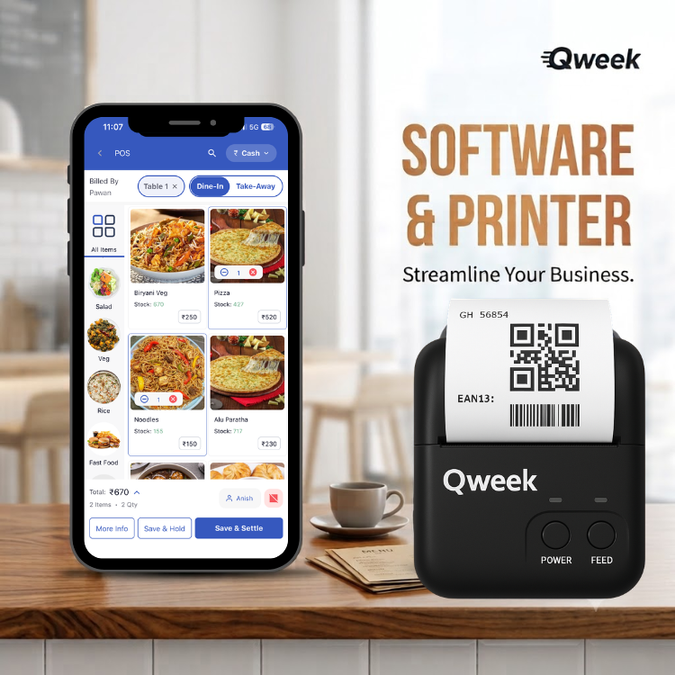 Qweek 80mm Thermal Billing Machine + Software